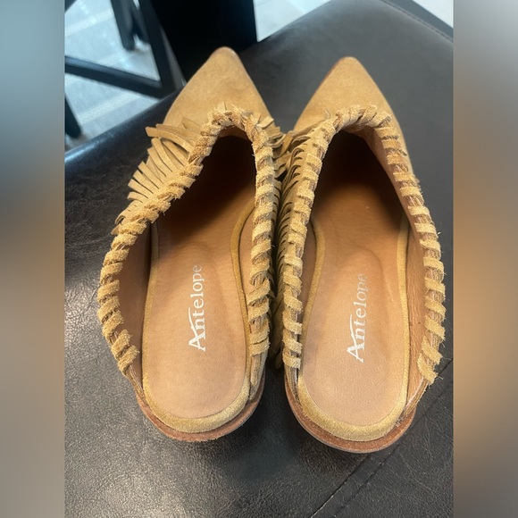 ANTELOPE dabney fringe mules in taupe suede leather 39 - Picture 3 of 6